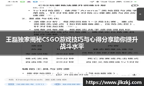 王磊独家揭秘CSGO游戏技巧与心得分享助你提升战斗水平