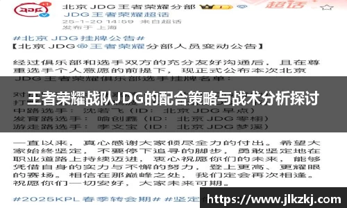王者荣耀战队JDG的配合策略与战术分析探讨
